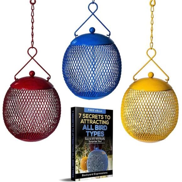 Set of 3 Squirrel Proof Bird Feeders for Outside - Bonus Ebook & Bird Attraction - Picture 1 of 6